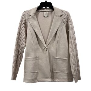Sioni Cream Faux Suede Sweater Blazer Size S